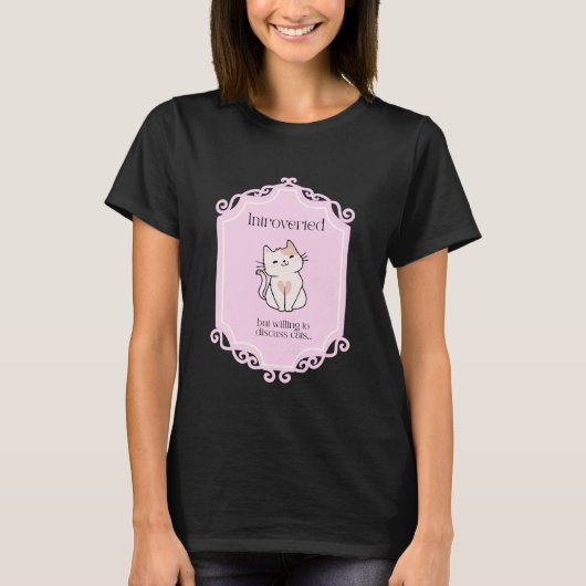 内向的だけど猫とは話したい Tシャツ (正面)