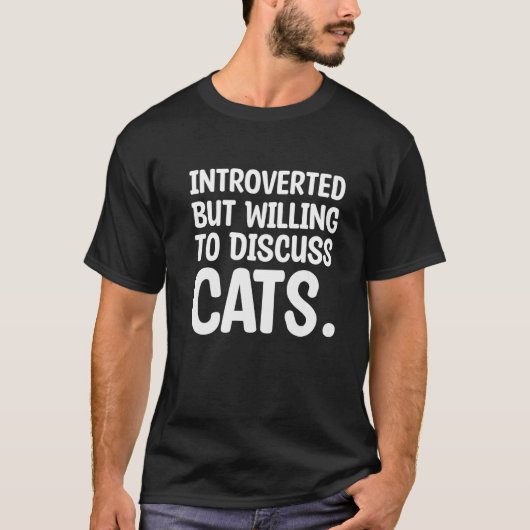 内向的だけど猫の話ならするよ 猫 紹介 Tシャツ (正面)