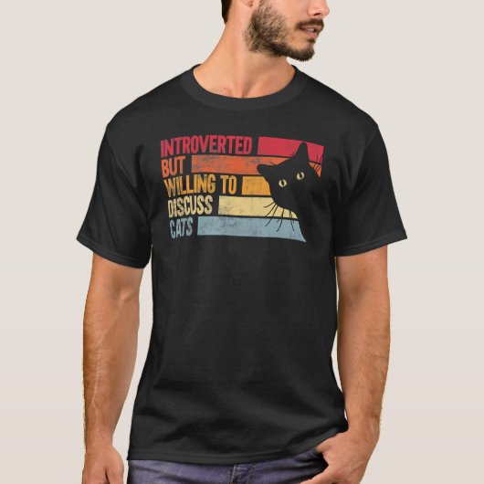内向的だけど猫の話ならするよ 猫 1 Tシャツ (正面)