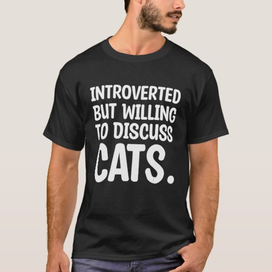 内向的だけど猫の話ならする猫 イントロ Tシャツ (正面)