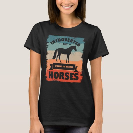 内向的だけど馬の話ならする 馬術 Tシャツ (正面)
