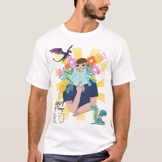内向的なドラゴン愛好家のTシャツ – かわいいヒゲドラゴン Tシャツ (正面)