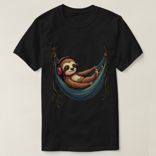 内向的なナマケモノのノイズキャンセリングヘッドホン - Feed Tシャツ (デザイン正面)