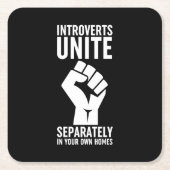 内向的な人々は自分の家で別々に団結する スクエアペーパーコースター (正面)