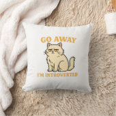 内向的な人のための面白い猫のTシャツ - ひとりにして クッション (ブランケット)