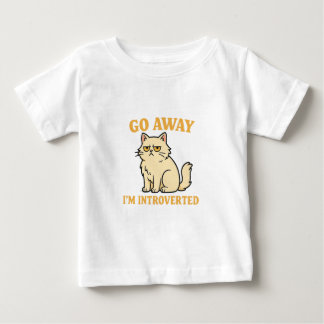 内向的な人のための面白い猫のTシャツ - Go Away I'm Introverted ベビーTシャツ