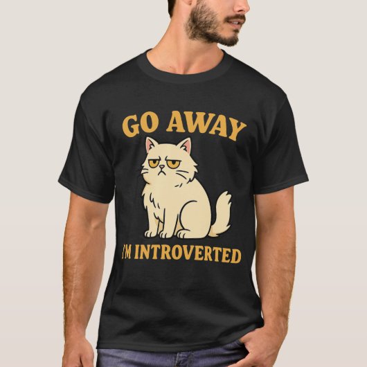 内向的な人のための面白い猫のTシャツ - Go Away I'm Introverted Tシャツ (正面)
