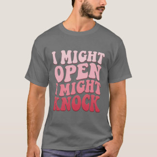 内向的な人のための「開けるかも ノックするかも」Tシャツ 面白い Tシャツ