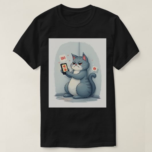 内向的な人のフィード更新回避 楽しい猫のステッカー Tシャツ (デザイン正面)
