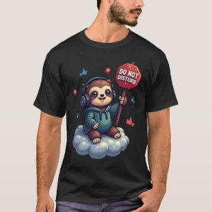 内向的な人向けのユーモア ピクセルアートのナマケモノ ヘッドホンを外さないで Tシャツ