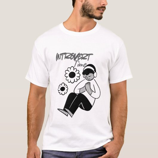 内向的な時間を尊重 ミニマル タイポグラフィー Tシャツ (正面)