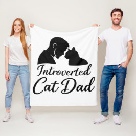 内向的な猫の父のシルエット フリースブランケット - コ