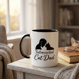 内向的な猫パパのビンテージシルエット コーヒーマグ マグカップ