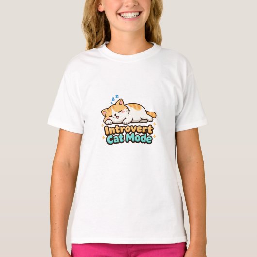 内向的な猫モードがおかしい Tシャツ (正面)