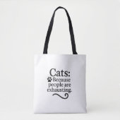 内向的な猫好きのための面白いデザイン トートバッグ (正面)