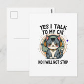 内向的な猫好きのための面白い引用 かわいい猫のユーモア ポストカード (正面/裏面)