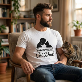 内向的な猫好きパパのビンテージシルエットミニマリスト Tシャツ