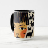 内向的に猫マグするのは地獄だ マグカップ (正面左)