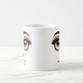 内心ため息、素敵な目元のおもしろ顔 コーヒーマグカップ (中央)