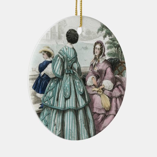 内戦の南北戦争前のファッションの女性夜会服 セラミックオーナメント (右)