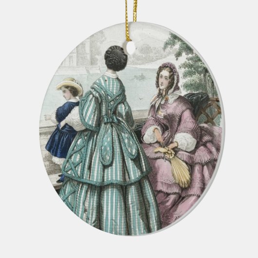 内戦の南北戦争前のファッションの女性夜会服 セラミックオーナメント (左)