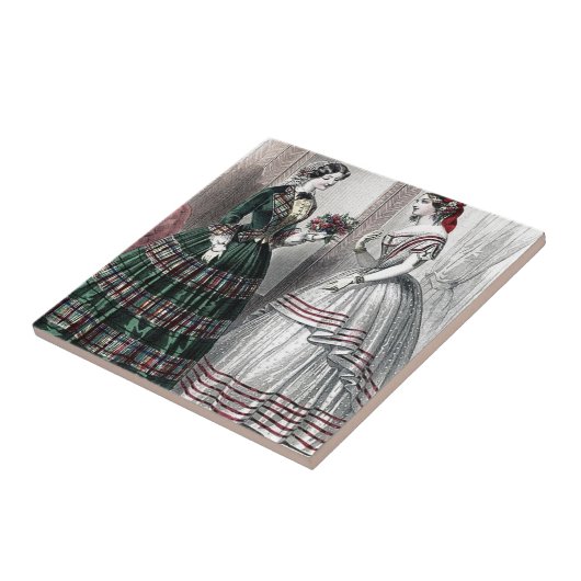 内戦の南北戦争前のファッションの女性夜会服 タイル (側面)