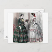 内戦の南北戦争前のファッションの女性夜会服 ポストカード (正面/裏面)