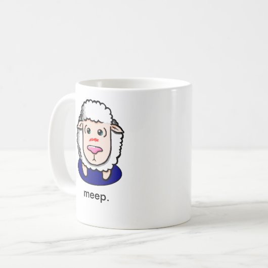 内気なメッセージのマグを持つヒツジ コーヒーマグカップ (正面左)