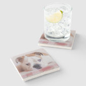 内気な英国のブルドッグの子犬 ストーンコースター (横)