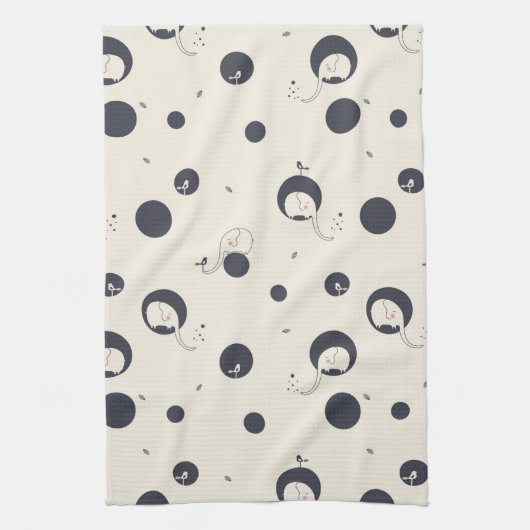 内気な象パターン キッチンタオル (縦)