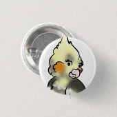 内気なCockateilのクローズアップボタン 缶バッジ (正面&裏面)