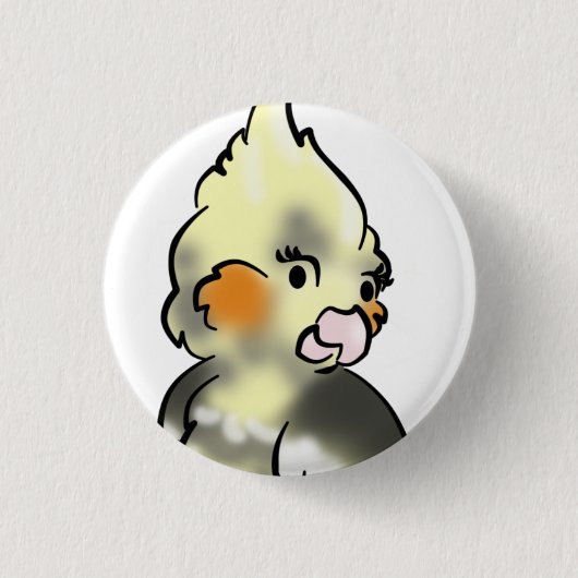 内気なCockateilのクローズアップボタン 缶バッジ (正面)
