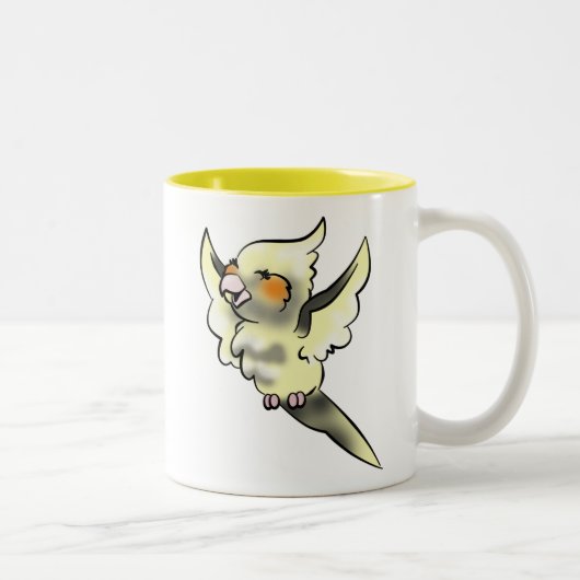 内気なCockatielのコーヒーカップ ツートーンマグカップ (右)
