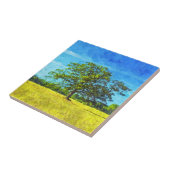 内祝のためのカラフルなオークの木の絵画 タイル (側面)