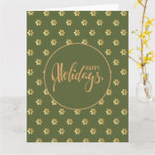 内空白の部 |グリーン金ゴールドハッピーホリデーズクリマス カード (黄色い花)
