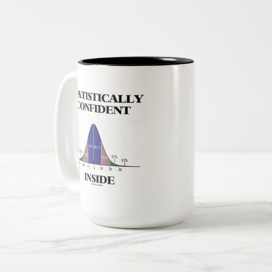 内部で統計的に自信を持つ(ベルカーブユーモア) ツートーンマグカップ (正面左)