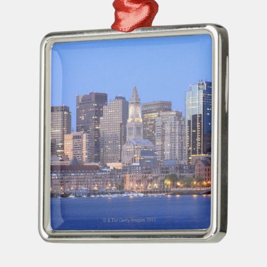 内部のボストンからの都心のボストンのスカイライン メタルオーナメント (左)