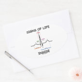 内部の生命シンボルや象徴(心電図/心電図) 楕円形シール (封筒)