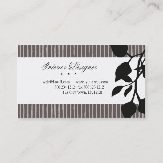 内部デザインパストライプのターンファッションリーフ 名刺 (裏面)