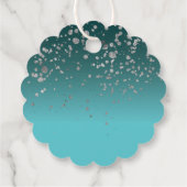 円うろこ状のギフトノート | ブルーシルバー紙吹雪 フェイバータグ (裏面)