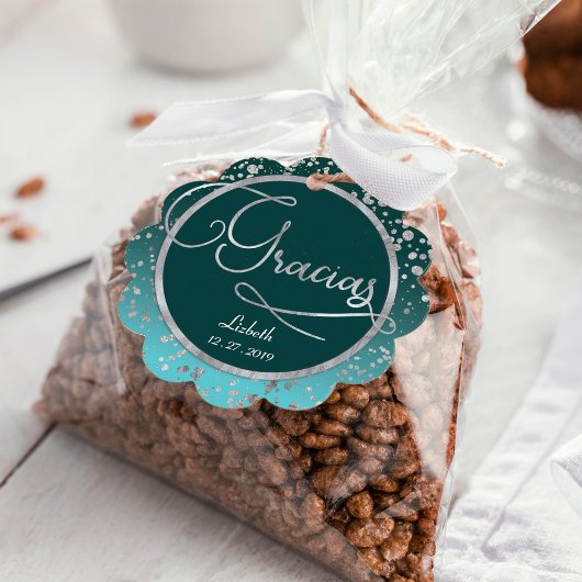 円うろこ状のギフトノート | ブルーシルバー紙吹雪 フェイバータグ