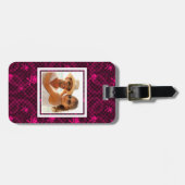 円が付いている写真のピンクのEmoカスタムなパターン ラゲッジタグ (正面横)