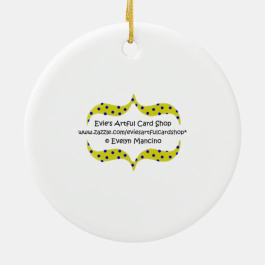 円が付いている銀製の地面の黒く及び青の蝶 セラミックオーナメント (裏面)