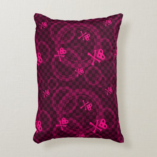 円が付いているEmoピンクのパターン アクセントクッション (正面(垂直))