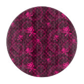 円が付いているEmoピンクのパターン カッティングボード (正面)