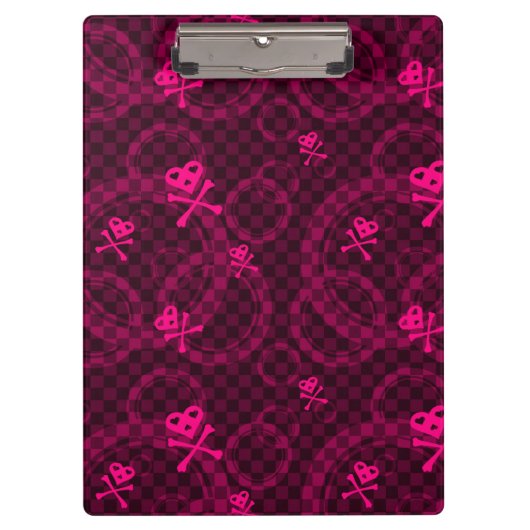円が付いているEmoピンクのパターン クリップボード (正面)