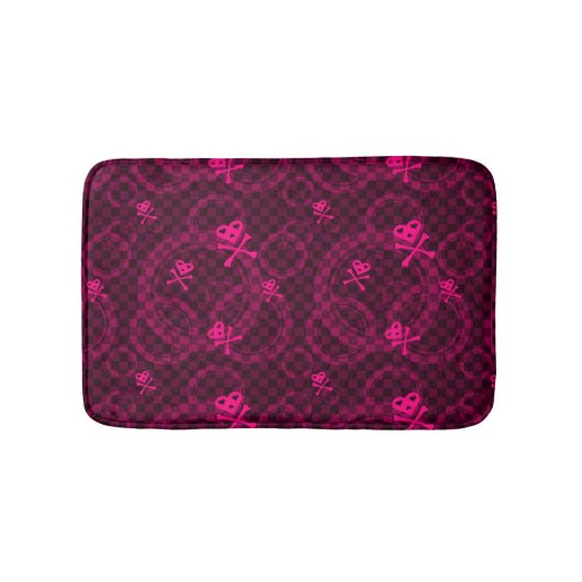 円が付いているEmoピンクのパターン バスマット (正面)