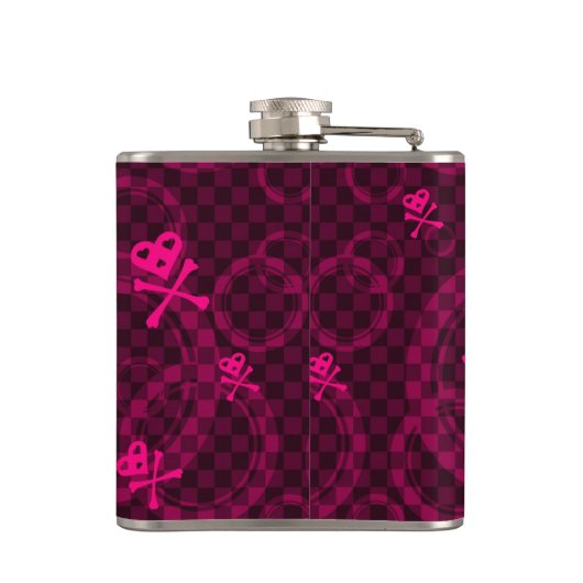 円が付いているEmoピンクのパターン フラスク (裏面)