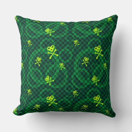 円が付いているEmo緑のパターン クッション (正面)