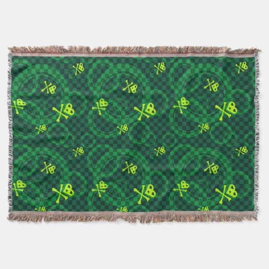円が付いているEmo緑のパターン スローブランケット (正面)